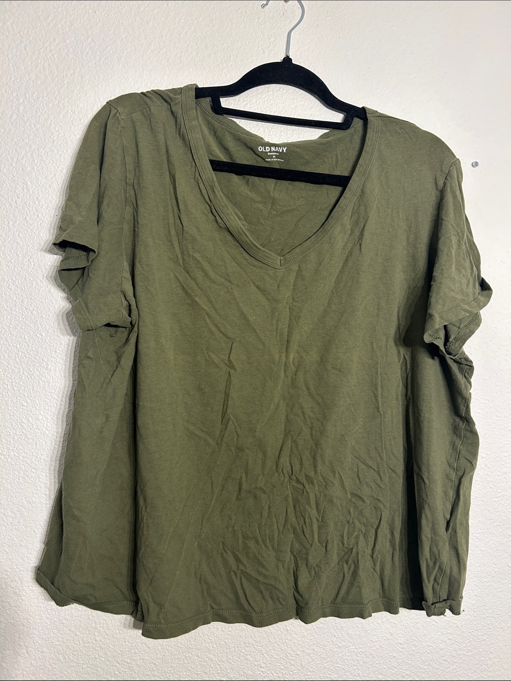 Old Navy Olive Green V-Neck Long Sleeve Women's Tee